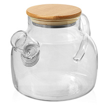 Чайник Zen с ситечком и бамбуковой крышкой - Прозрачный