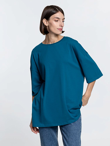 Футболка унисекс оверсайз Crosstown, бирюзовая (морская волна) - рис 6.