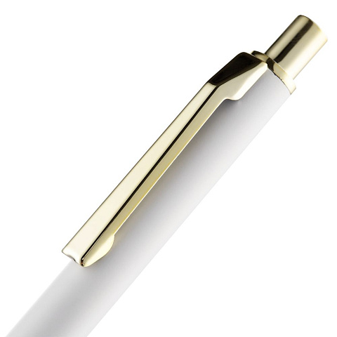 Ручка шариковая Lobby Soft Touch Gold, белая - рис 6.