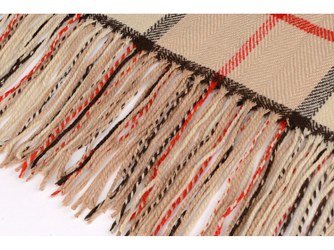 Плед акриловый в клетку Tartan, бежевый - рис 2.