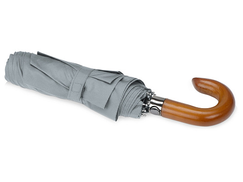 Зонт складной Cary, полуавтоматический, 3 сложения, с чехлом, светло-серый - рис 4.