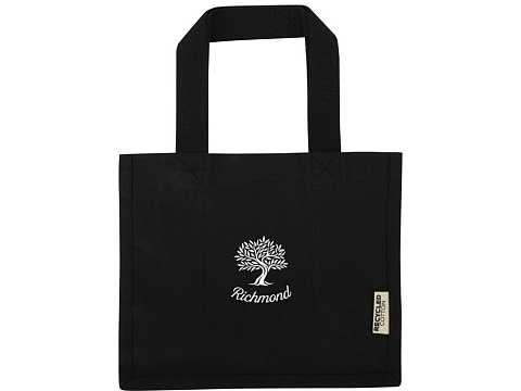 Мини эко-сумка Odessa с клинчиком, изготовленная из переработанного хлопка, сертифицированного согласно GRS, плотностью 220 г/м², объемом 9 л - сплошной черный - рис 6.