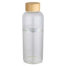 Бутылка Mirage из боросиликатного стекла объемом 650 мл с одинарными стенками и крышкой из бамбука - Прозрачный