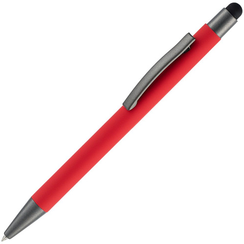 Ручка шариковая Atento Soft Touch со стилусом, красная - рис 2.
