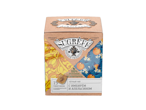 Черный чай с имбирем и апельсином в индивидуальном саше конверте, 15 пакетиков - рис 2.