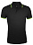 Рубашка поло мужская Pasadena Men 200 с контрастной отделкой, черная с зеленым - миниатюра