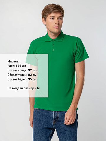 Рубашка поло мужская Spring 210, ярко-зеленая - рис 5.
