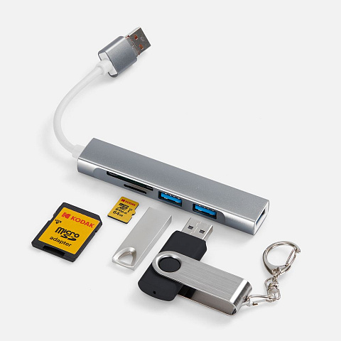 USB-хаб Slotto, серый - рис 2.