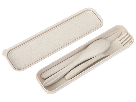 Набор столовых приборов Ron из бамбукового волокна, бежевый - рис 8.