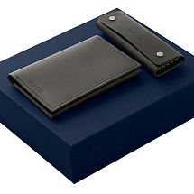 Подарочный набор Long River: обложка для паспорта, ключница, синяя коробка