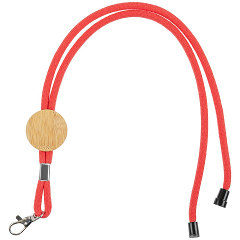 Шнурок для бейджа Tube Wood, красный - рис 2.