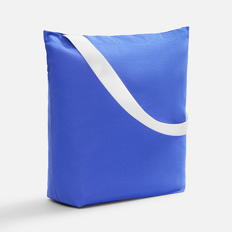 Шопер B5, синий с широкими белыми ручками - рис 2.