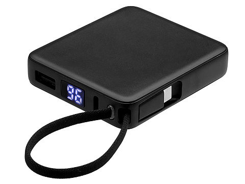 Внешний аккумулятор со встроенным кабелем USB-C Дэнси, 5000 мАч, черный - рис 2.