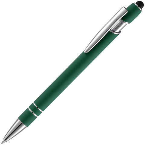 Ручка шариковая Pointer Soft Touch со стилусом, зеленая - рис 2.