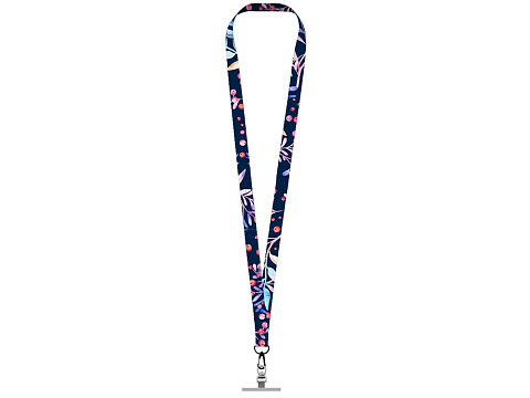 Ланъярд 2 см под сублимацию с трендовым карабином и металлическим держателем для телефона, черный - рис 3.