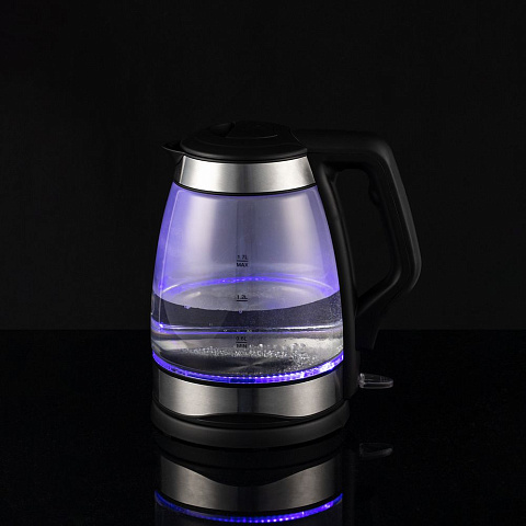 Электрический чайник Lumimore, стеклянный, серебристо-черный - рис 7.
