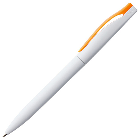 Ручка шариковая Pin, белая с оранжевым - рис 3.