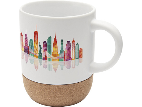 Billie керамическая кружка для сублимации объемом 300 мл с пробковыми деталями, белый - рис 4.