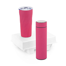 Подарочный набор FAMILY с термосом и термокружкой, розовый