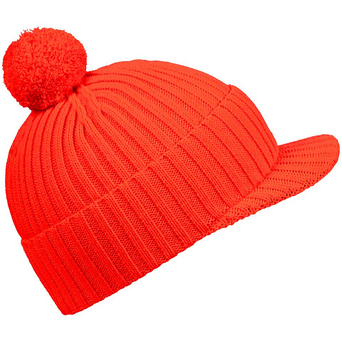 Вязаная шапка с козырьком Peaky, красная (кармин) - рис 3.