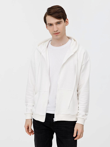 Толстовка унисекс оверсайз на молнии Zippy Terry, белая - рис 8.