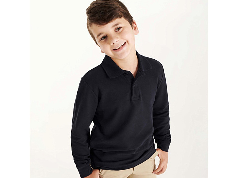 Рубашка поло Estrella детская с длинным рукавом, нэйви - рис 5.