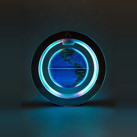 Левитирующий глобус в круглой рамке RGB (D-14см) Синий - рис 2.