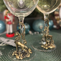 Набор 2 бокала для вина со статуэткой Лошадь