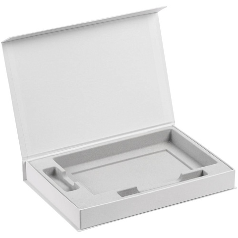 Коробка Silk с ложементом под ежедневник 13x21 см, флешку и ручку, белая - рис 3.