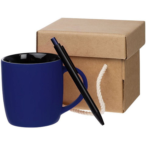 Набор Color Block: кружка и ручка, синий с черный - рис 2.