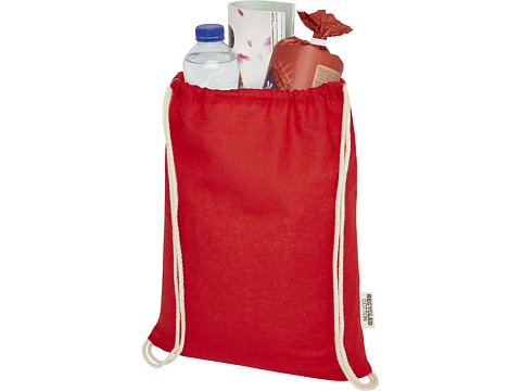 Oregon сумка-кисет из переработанного хлопка, сертифицированного согласно GRS, плотностью 140 г/м² - Красный - рис 3.