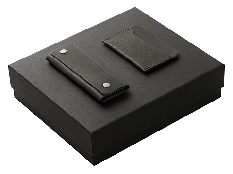 Подарочный набор Long River: картхолдер, ключница (без лого Long River), черная коробка