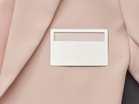 Бейдж металл+ загибушка прозрачная, 90х60мм, серебристый - рис 3.