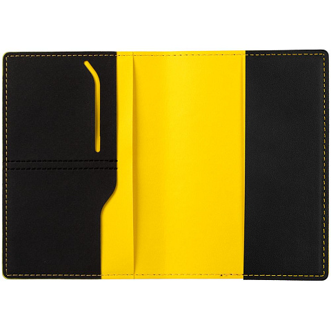 Обложка для паспорта Multimo, черная с желтым - рис 2.