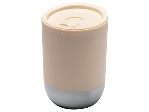 Термокружка LINDE с двойными стенками из переработанного полипропилена, бежевый - рис 6.