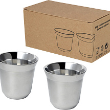 Duo набор чашек для эспрессо из нержавеющей стали, сертифицированный согласно RCS, 80 мл - Серебряный