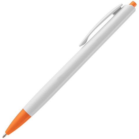 Ручка шариковая Tick, белая с оранжевым - рис 3.