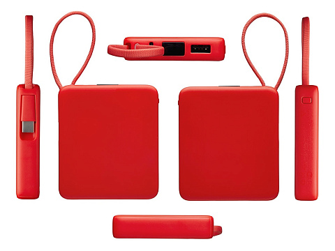 Внешний аккумулятор со встроенным кабелем USB-C Дэнси, 5000 мАч, красный - рис 4.