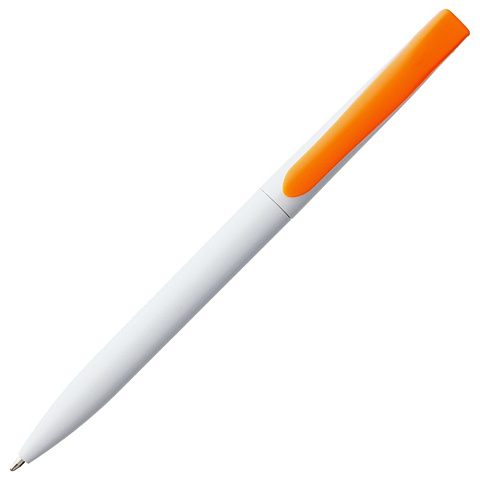 Ручка шариковая Pin, белая с оранжевым - рис 4.