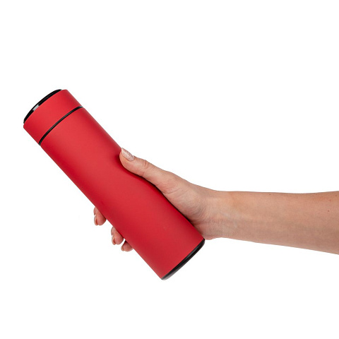 Смарт-бутылка с заменяемой батарейкой Long Therm Soft Touch, красная, без пакета - рис 6.
