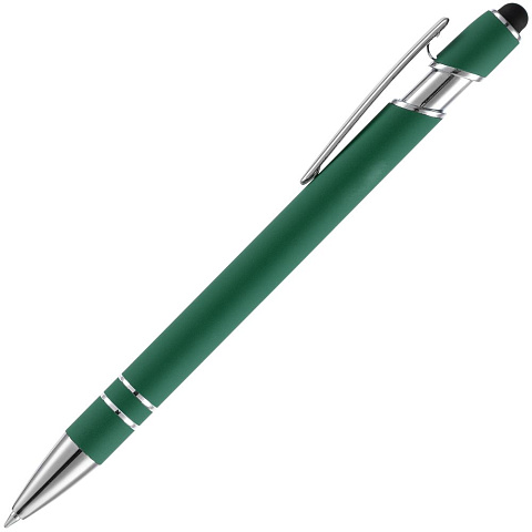 Ручка шариковая Pointer Soft Touch со стилусом, зеленая - рис 3.