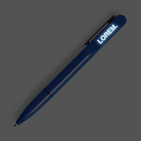 Ручка шариковая Lucenti с подсветкой логотипа, синяя - рис 3.