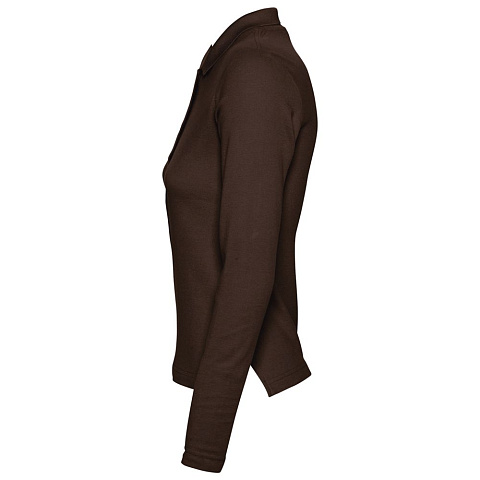 Рубашка поло женская с длинным рукавом Podium 210 шоколадно-коричневая - рис 4.