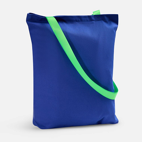 Шопер B4, синий с зелеными ручками - рис 2.