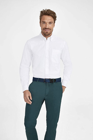 Рубашка мужская с длинным рукавом Bel Air, темно-зеленая - рис 7.