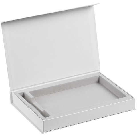 Коробка Silk с ложементом под ежедневник 13x21 см и ручку, белая - рис 3.