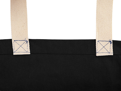 Сумка Donny из хлопка с донной складкой и парусиновыми ручками, черный - рис 4.