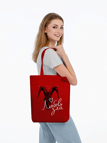 Холщовая сумка «Любовь зла», красная - рис 4.