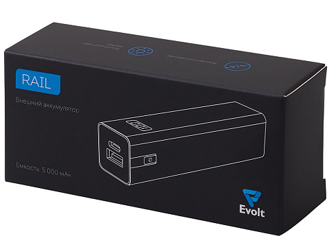 Внешний аккумулятор Rail, 5000 mAh, темно-серый - рис 9.