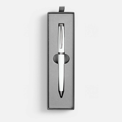 Ручка шариковая Letra Chrome в футляре, белая - рис 3.